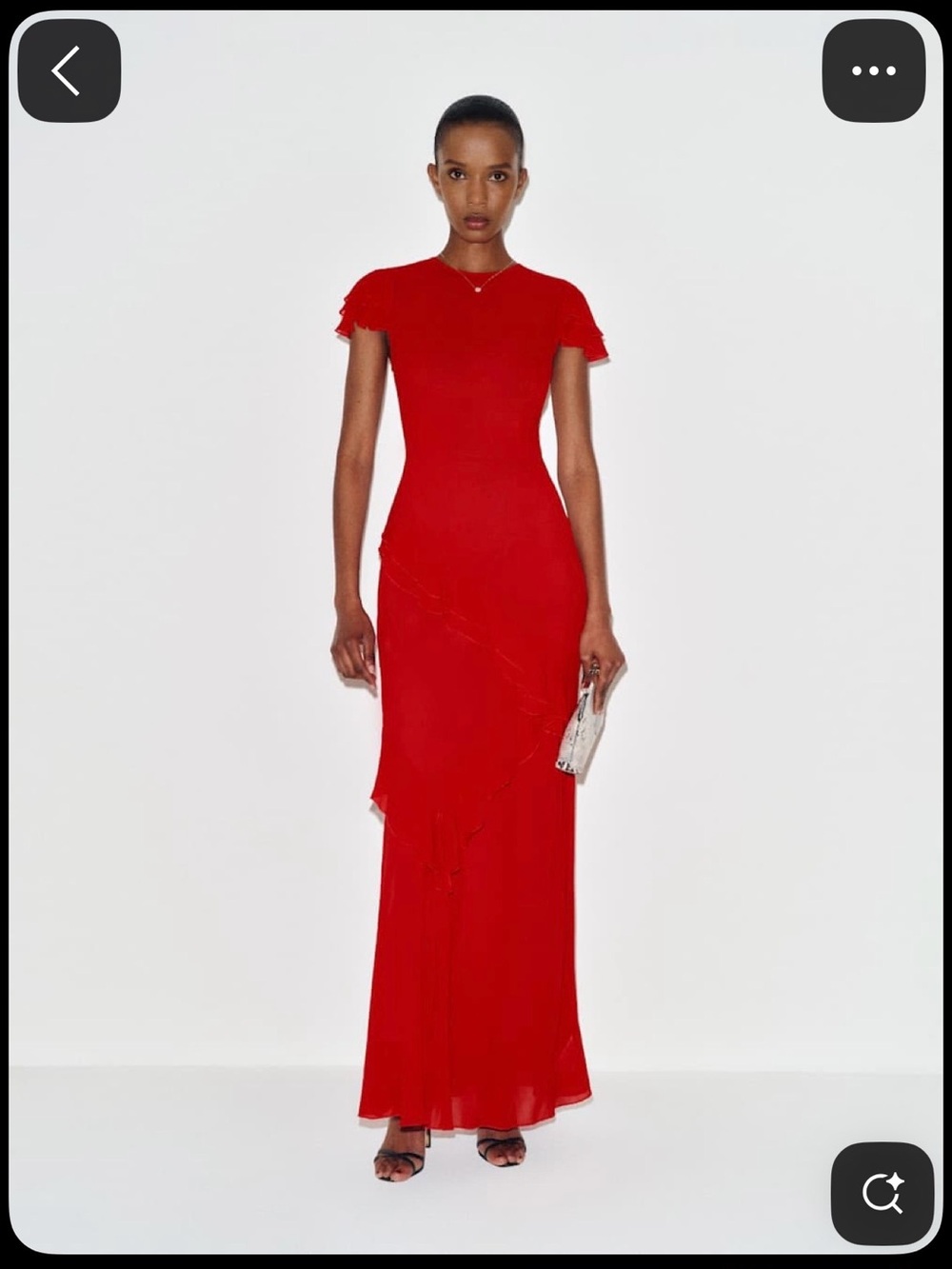 Reformation Red Maxi Dress with Ruffle Trim